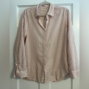 Xirena Beau Shirt in Pink & Orange Stripe - Size Medium